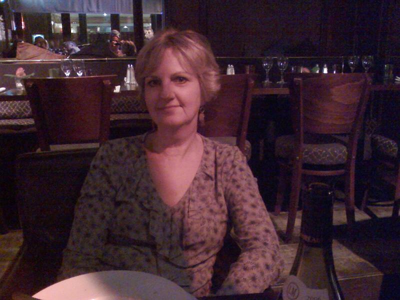 0222082148a.jpg - Debbie at dinner with Rob at the Alchimistes Restaurant.
