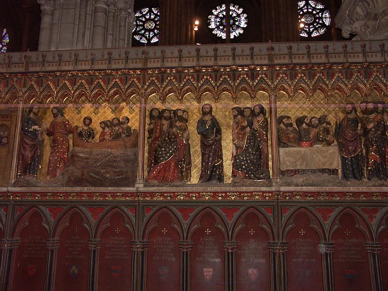 PICT3207.JPG - Hand carved gothic carvings showing scenes of the life of Christ after His resurrection inside Notre Dame