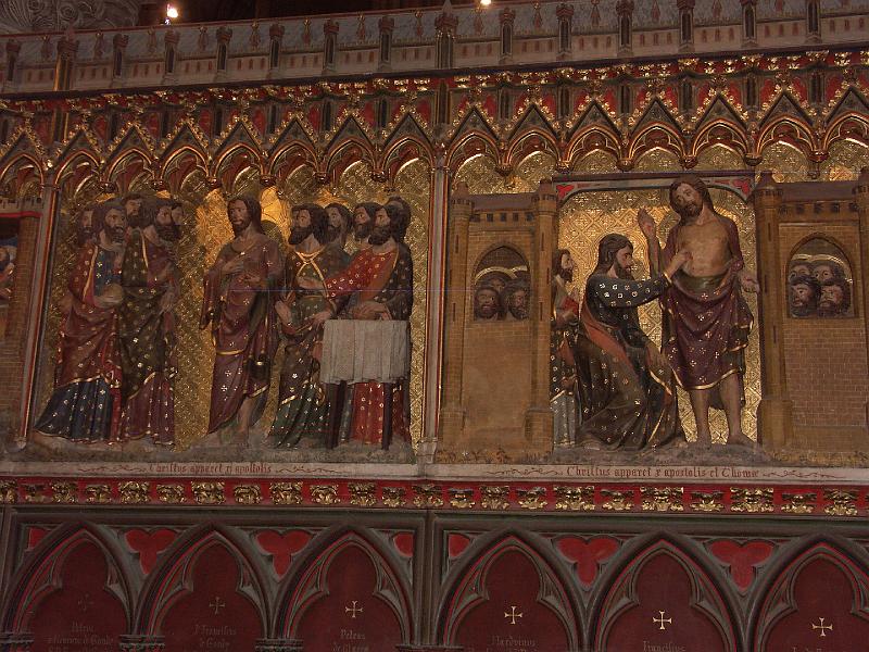 PICT3208.JPG - Hand carved gothic carvings showing scenes of the life of Christ after His resurrection inside Notre Dame