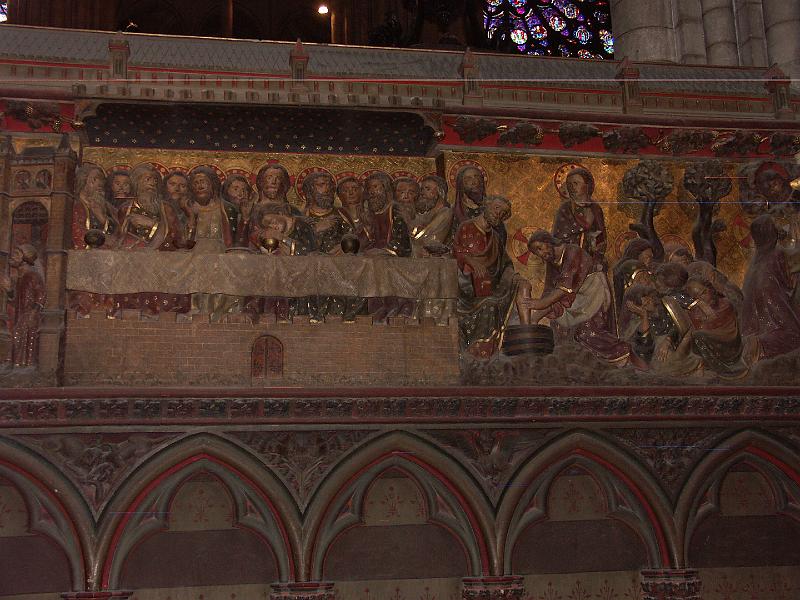 PICT3210.JPG - Hand carved gothic carvings showing scenes of the life of Christ after His resurrection inside Notre Dame
