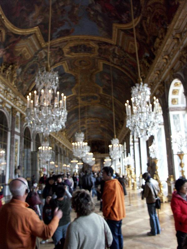 PICT3325.JPG - The Hall of Mirrors.  This was where the treaty of Versailles was signed in this room, by Germany and the Allies in 1919.  This was the formal end to WW I.